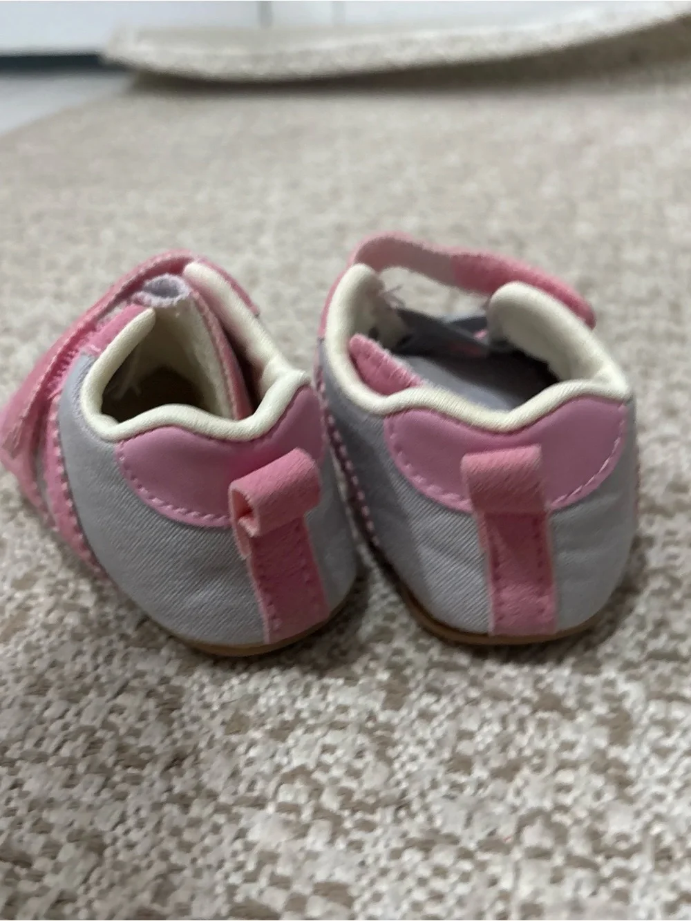 Girls' Pink and Light Gray Velcro Sneakers